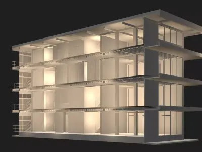 Office building in section cut 24ZZ34 3D model