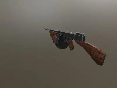 3D Thompson pistol Low-poly 3D model