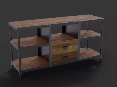 Industrial-style Media Console 3D model