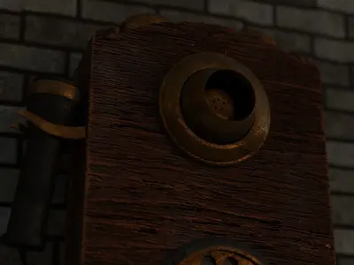 Antique Telephone low poly Low-poly 3D model