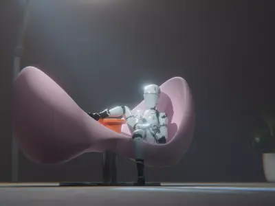Damaged robot 3D model