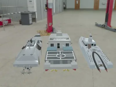 Low poly 3d Model of  vessels pack  Low-poly 3D model