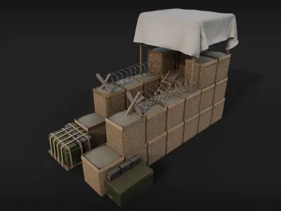 Military Sructure post Low-poly 3D model