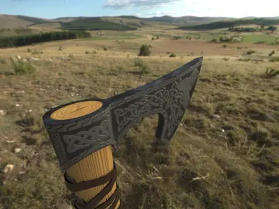Medieval Battle Axe Low-poly 3D model order