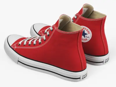Red Converse All Stars Sneakers 3D model