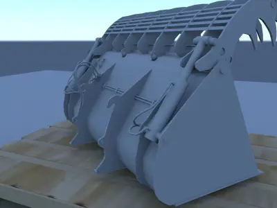 Grab-Shovel wooden pallet with piece of wood on top Low-poly 3D model