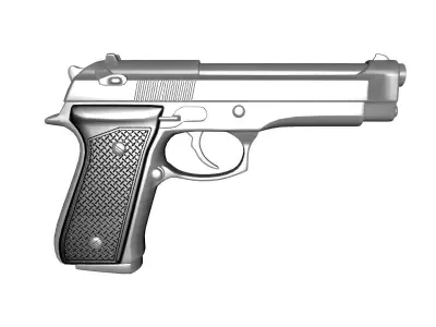 Beretta silver gun Low-poly 3D model