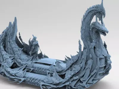 Kharon the Ferryman boat with ferryman  3D model