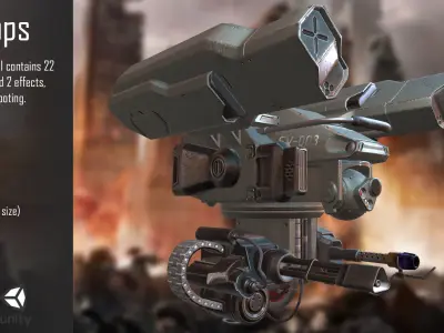 PBR Dron machine gun Low-poly 3D model
