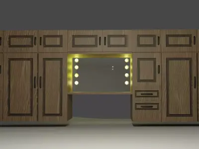 Wooded Big Wardrobe with a mirror Free 3D model
