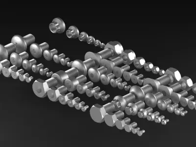 Bolts And Nuts Collection 3D model buy