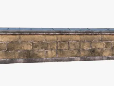 Brick Wall 0003  Modular Low-poly 3D model