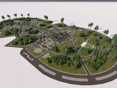 public park-Private Park Landscape -Park Center 3D model get