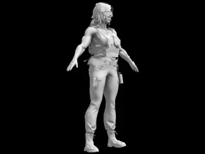 Female Military Soldier 3D model