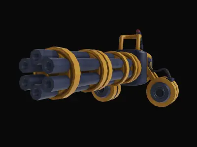 Stylized Sci-Fi Battle Minigun Gameready asset Low-poly 3D model