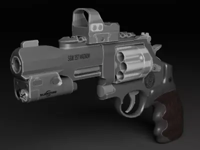 Revolver Magnus SW 357 Low-poly 3D model
