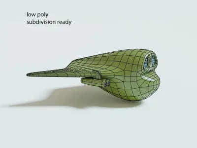Green bomber airplane Low-poly 3D model