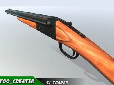 Shotgun riffle low poly 3d model Low-poly 3D model