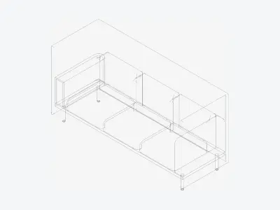 Sofa - Contemporary - Flame - Armrest Shelf - Left Low-poly 3D model