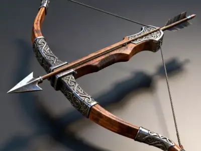 Bow and Arrow Ancient Crossbow - 3D Model 3D model
