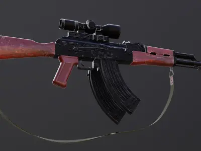 Ak 47 Low-poly 3D model 6