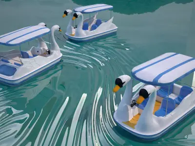 Pedal boat - Swan Low-poly 3D model
