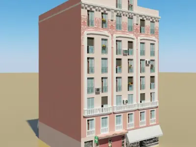 Photorealistic Low Poly Building 3D model 2