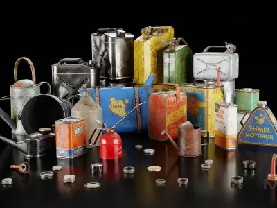 Metal Containers Low-poly 3D model