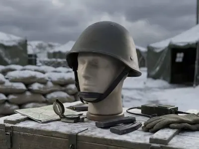 Vintage Military Steel Helmet - Game Ready Low-poly 3D model