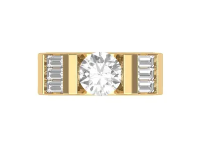 Round and baguette Stone Ring 3D print model