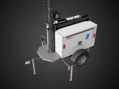  Portable Floodlight Generator Trailer Industrial Prop Low-poly 3D model