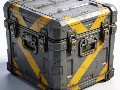 Realistic Sci-Fi Hazard Crate 3D Model Low-poly 3D model