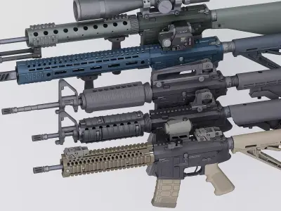 Modular Assault Rifle Collection - M4 - 5E - PERSONAL Low-poly 3D model