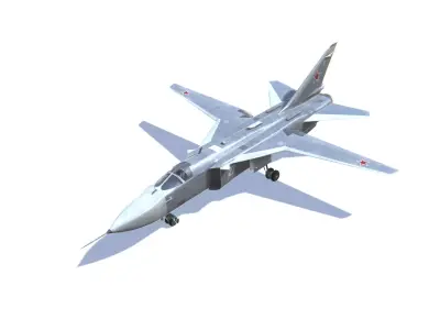 SU-24 Fencer Jet Fighter Aircraft Low-poly 3D model