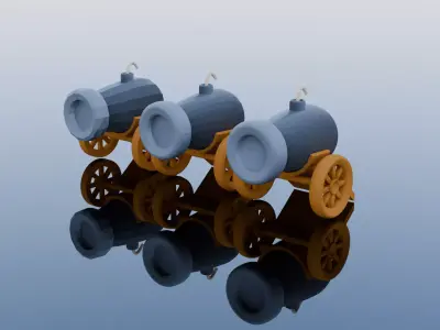 Field cannon Low-poly 3D model