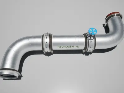 Hydrogen h2 industrial pipe Low-poly 3D model