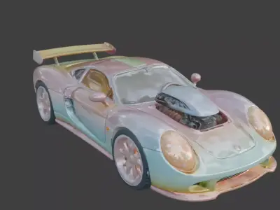 3D CUSTOM SPORTS CAR WITH GRADIENT PASTEL AND EASTER THEME Low-poly 3D model