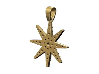 Diamond 8 point star cluster pendant and charm 3D print model
