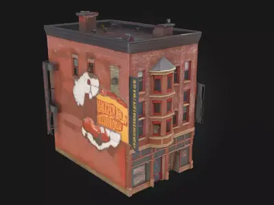 Stone Bakery Building Model  A Rustic Culinary Haven 3D model