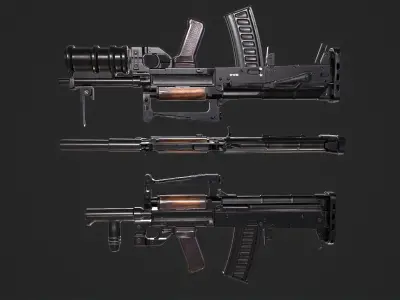 OTs-14 Groza  Low-poly 3D model