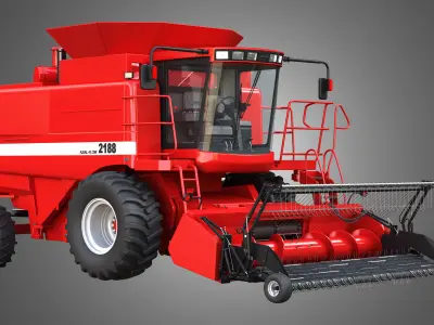 IH 1688 Combine Harvester  - with Forage Harvester Head 3D model