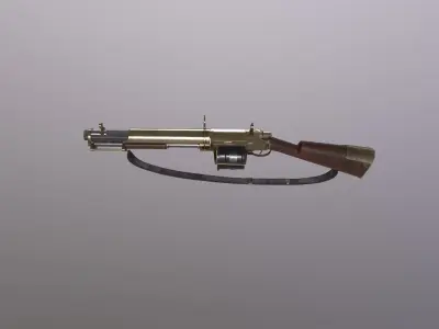 PBR Shotgun antique gun Low-poly 3D model