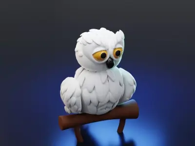 cute owl cartoon character Free 3D model