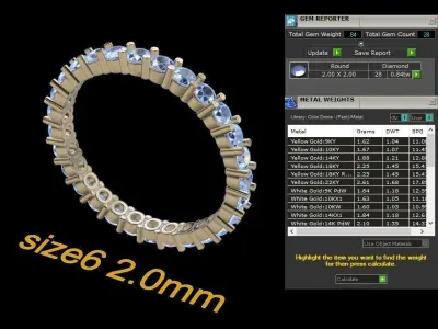 Diamond Infinity Wedding Band or Fashion Band Size 6 3D print model