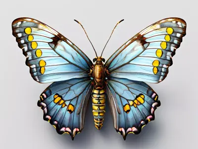 Realistic Blue Butterfly 3D Model Low-poly 3D model