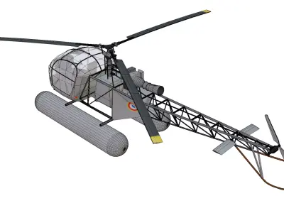 Floats SNCASE SE3130 Alouette II  Low-poly 3D model