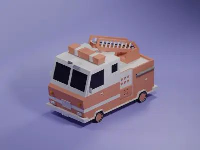 Firetruck paper fire truck Low-poly 3D model