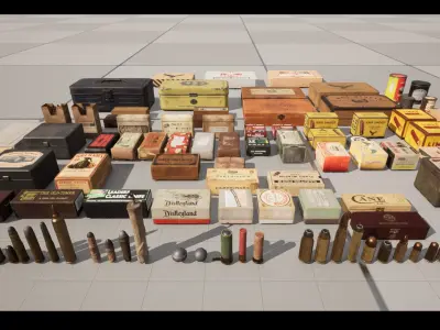 Ammo and Packages Low-poly 3D model