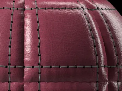 Leather Materials 2- Stitched leather Pbr 4k Seamless Low-poly 3D model