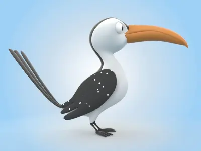 Yellow Billed Hornbill 3D model